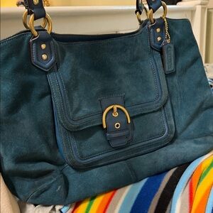 Coach Teal Suede Shoulder Bag